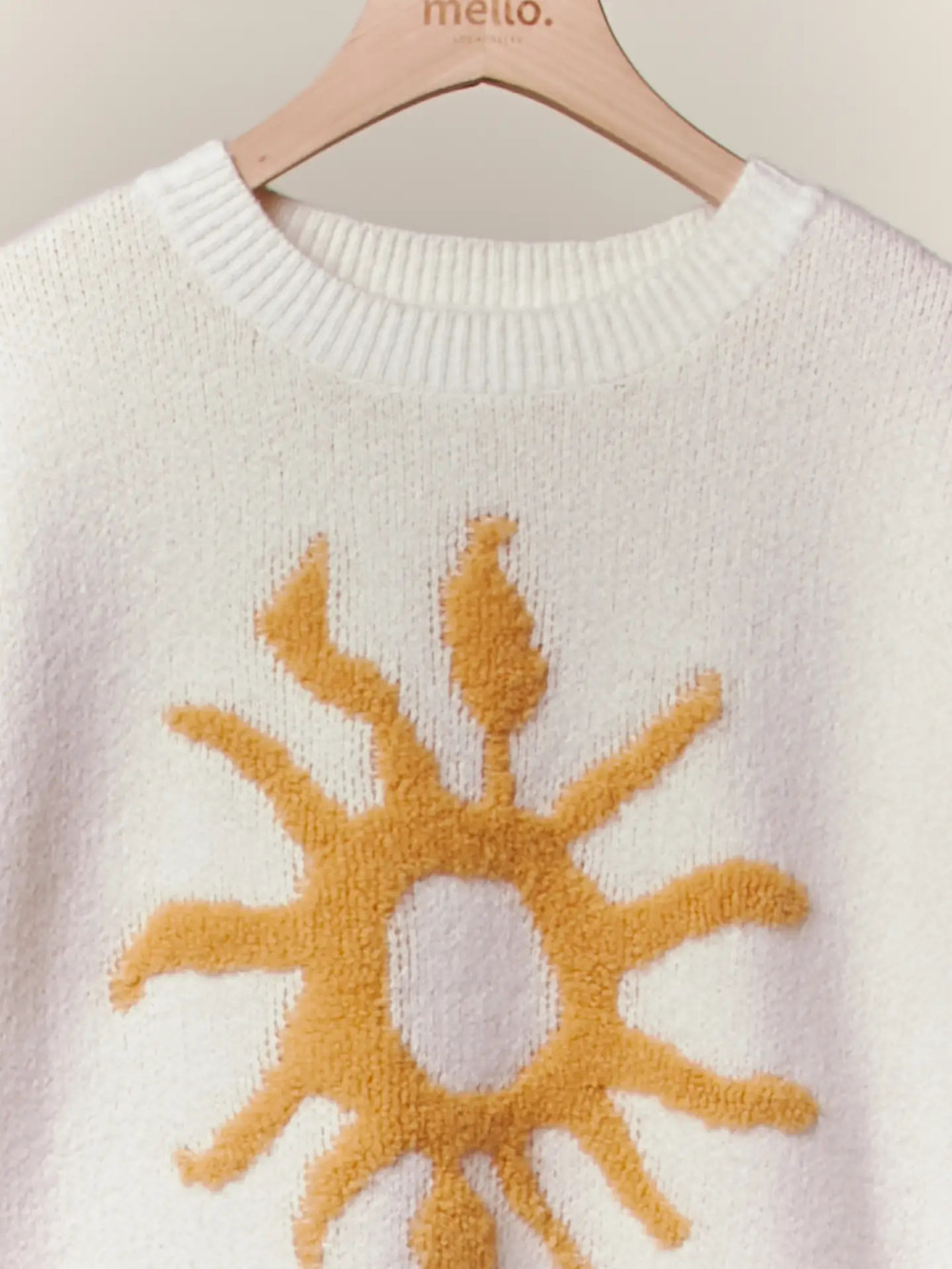 MT-40635 | Mello Bold Yellow Sun Patch Cozy Knit Sweater | Various Sizes S-L - Picture 3 of 4